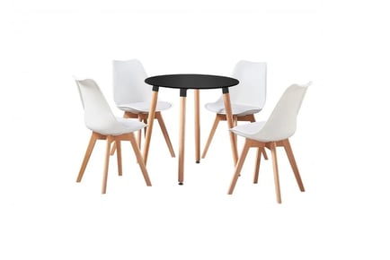 Scandi Round Table In Black with 4 Jensen Dining Chairs