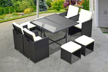 8 Seater Cube Rattan Dining Set - Black and White!
