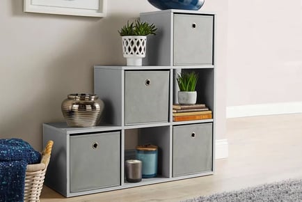 WHITE: A 6 cube staircase shelving unit from Furniture Dealz