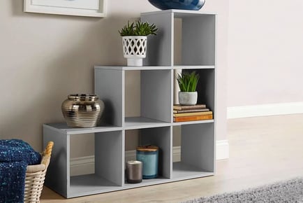 WHITE: A 6 cube staircase shelving unit from Furniture Dealz