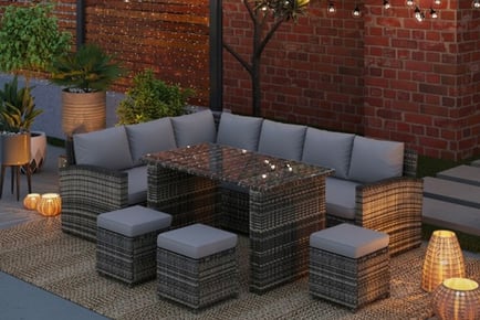Nine-seater Rosen rattan furniture set and cover