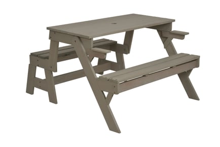 Garden Hardwood Convertible Folding Picnic Table Bench - 2-in-1