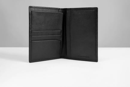 Gino Ferrari Black Leather Passport Holder Wallet