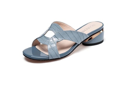 Women's Croc Low Block Heel Sandals - White or Pastel Blue