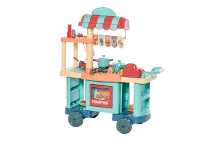 HOMCOM Kid's Food Cart Supermarket Playset with Accessories