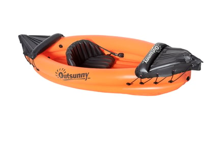 Outsunny Inflatable 1-Person Orange Kayak with Pump