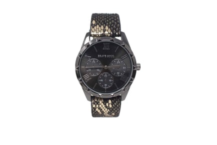 Women's Brave Soul Black & Gold Snakeskin Watch