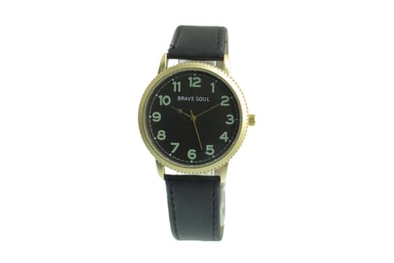 Women's Brave Soul Black & Gold Watch