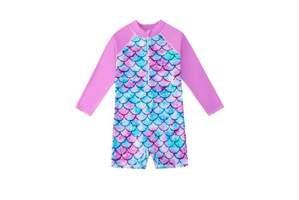 Girl's Mermaid Long Sleeved Swimsuit - Ages 2-11yrs