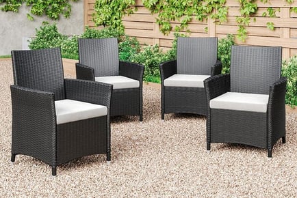 Set of 4 or 8 Rattan Garden Chairs - Grey or Black!