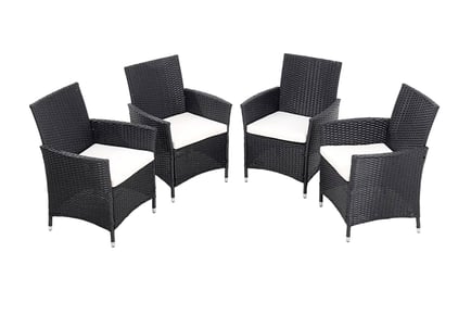 Set of 4 or 8 Rattan Garden Chairs - Grey or Black!