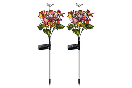 Pack of 2 Solar Garden Butterfly Decor