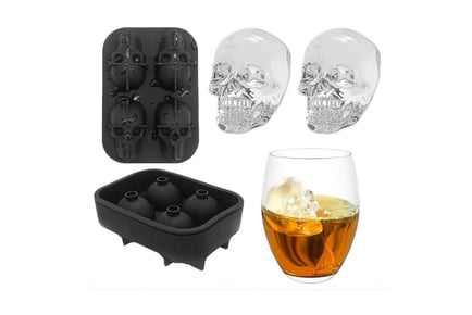 Skull Shaped Silicone Ice Mould - 3 Pack