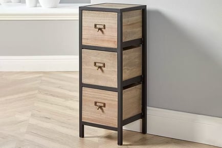 Derwent Solid 3-Drawer Storage Unit - Grey Wood