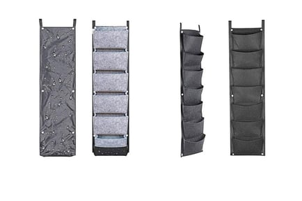 6-Pocket Vertical Plant Wall Hanging - Black and Grey!