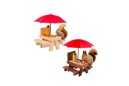 Outdoor Wooden Squirrel Feeder Table - Wood or Brown