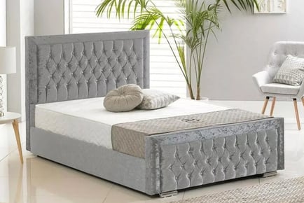 Bliss Crush Velvet Frame Bed, Superking, Ivory