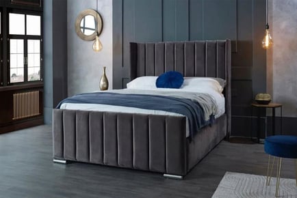 Velvet Upholstered Bed Frame in Charcoal and Silver Options