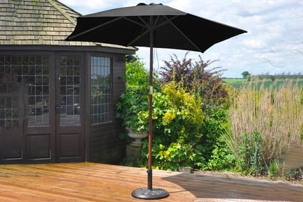 2.4m Black Wooden Garden Parasol