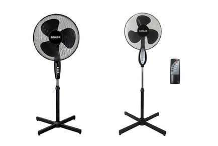 Black 16” Oscillating Pedestal Fan With Remote Control