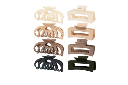 8 Pack Large Claw Hair Clips - 5 Styles