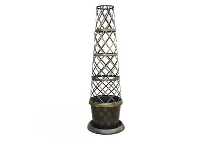 1 or 2 Black & Gold Trellis Tower Pot