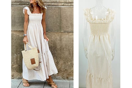 Women's Casual Gingham Ruffle Maxi Dress - 4 Colours