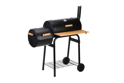 Charcoal BBQ Trolley Grill Portable Barrel Smoker for Camping