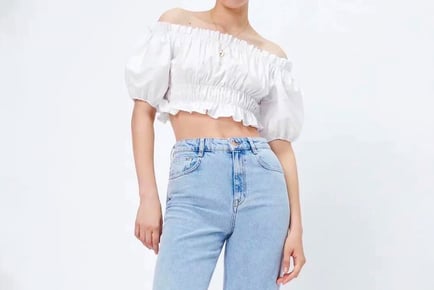 Women's Off the Shoulder Lantern Sleeve Crop Top - 3 Colours