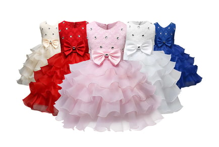 Girls' Sleeveless Party Ruffle Skirt Dress - 5 Colours