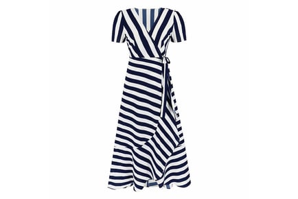 Women's Stripe Ruffle Wrap Maxi Dress - Four Colour Options