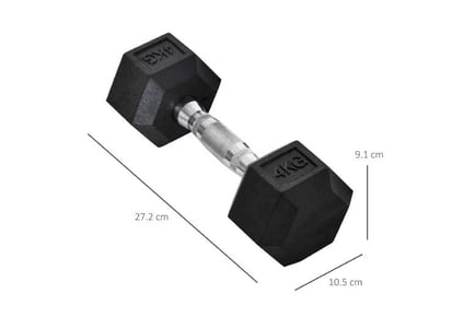 HOMCOM 2x4kg Rubber Hex Dumbbell