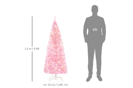 5FT Tall Prelit Pencil Slim Artificial Christmas Tree