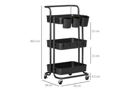 HOMCOM 3 Tier Rolling Utility Cart