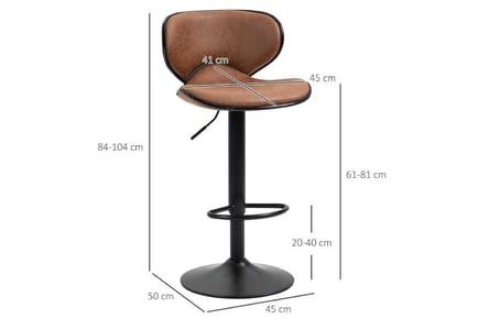 HOMCOM Brown Bar Stool Set