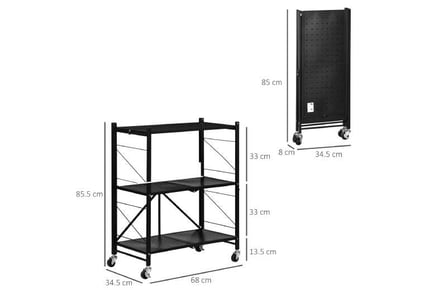 HOMCOM Foldable Storage Trolley Cart