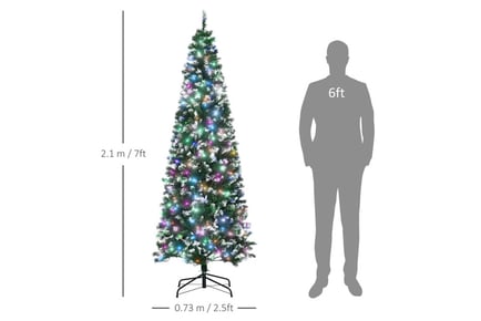 7FT Tall Prelit Pencil Slim Artificial Christmas Tree