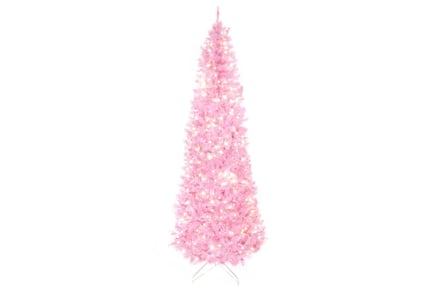 7FT Tall Prelit Pencil Slim Artificial Christmas Tree