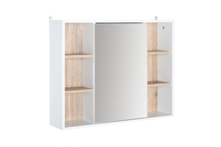 HOMCOM Mirrored Bathroom Wall Cabinet w/ Cupboard & Shelves