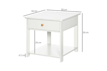 HOMCOM White Square Side End Table