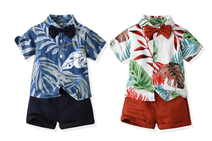 Hawaiian Kid Casual Two-Piece Shirt and Short Set