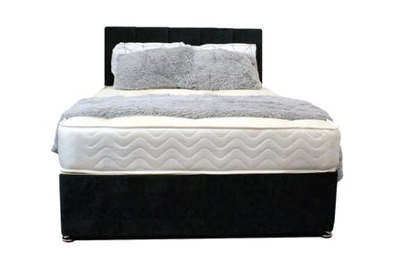 Charcoal Suede Divan Bed Set w/ Hypo-Allergenic Mattress - 12 Options!