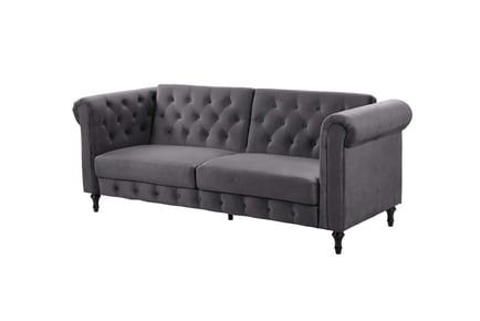 Premium Linen Chesterfield Sofa Bed - Blue, Green or Grey