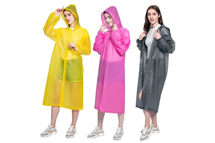 Reusable Lightweight Packable Raincoats 1 or 3 - 6 Colours