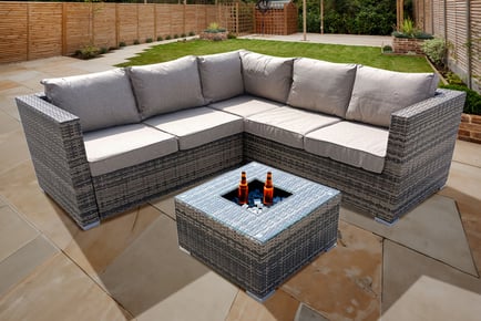 5 Seater Rattan Corner Patio Sofa Set with Table in Grey and Brown Options