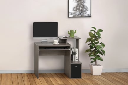 HOMCOM Small Desk, Keyboard Tray, Grey