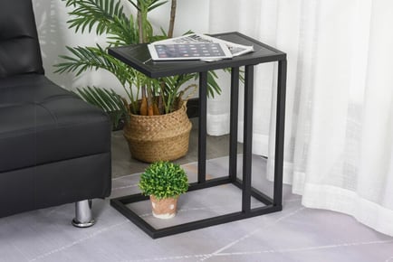 HOMCOM Black and White Side Table