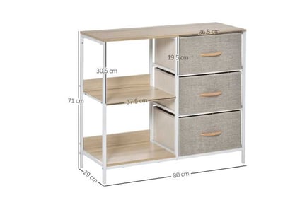 HOMCOM 3 Fabric Drawers Dresser, Beige