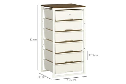 HOMCOM 6-Drawer Organiser, White