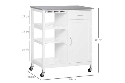 HOMCOM Kitchen Cart, Wine Rack, White